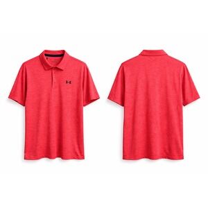 Under Armour Mens Playoff Polo Shirt XL Red Heathered HeatGear Short Sleeve Golf